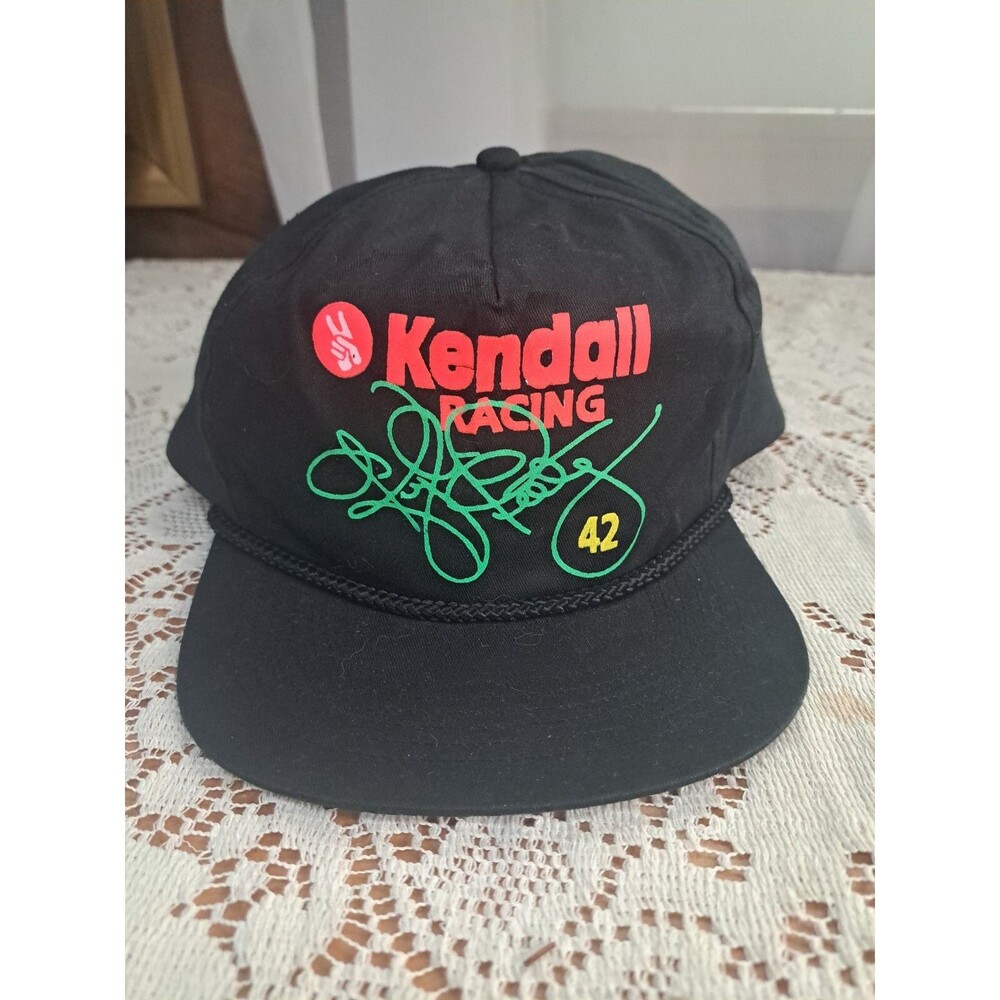Vintage 90s Kyle Petty NASCAR Kendall Racing #42 Black Rope Snapback Hat Cap